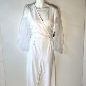 Ashley Stewart SZ 14/16 White Dressy Jumpsuit Bride Reception Shower Bachlorette